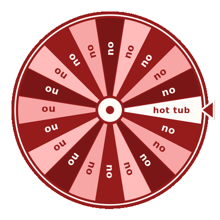 A spinning wheel landing on hot tub